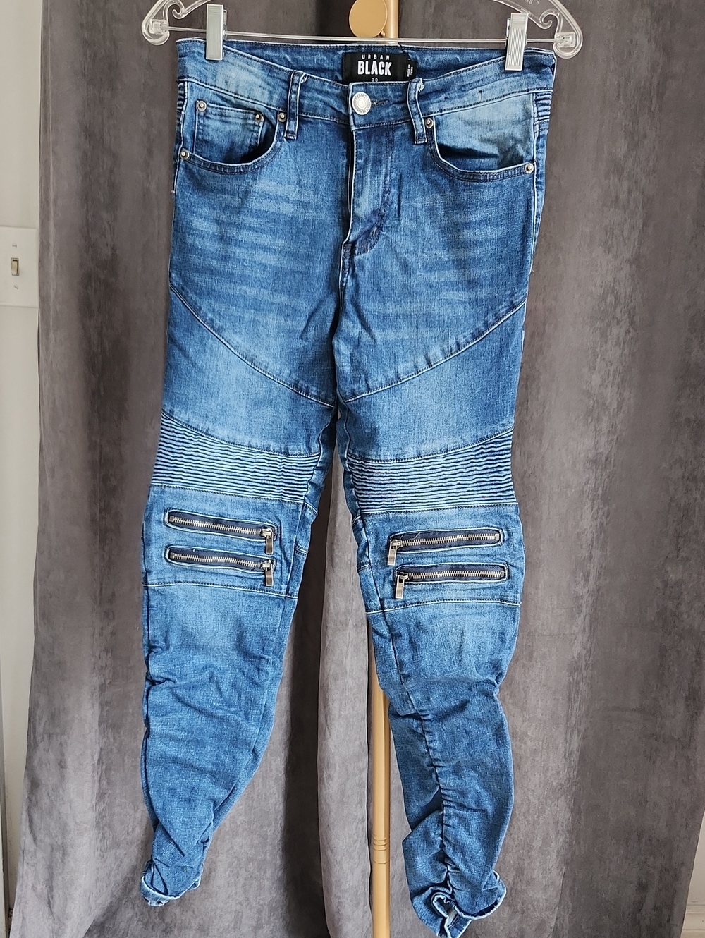 BLACK Men’s Skinny Moto Jeans in Blue